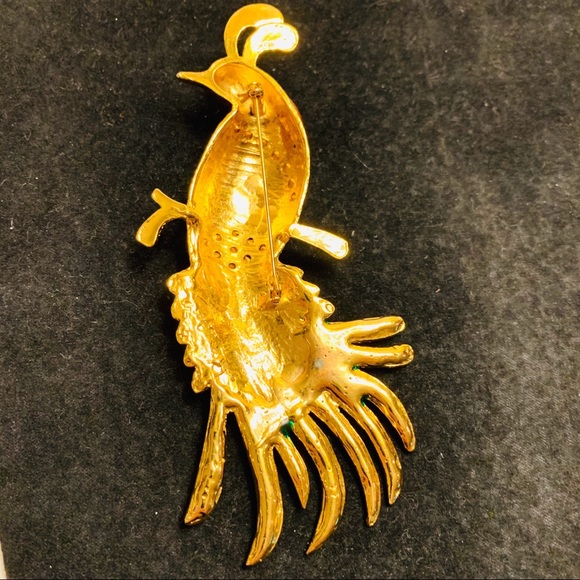 Vintage Peacock pin enamel and rhinestone - Picture 4 of 7